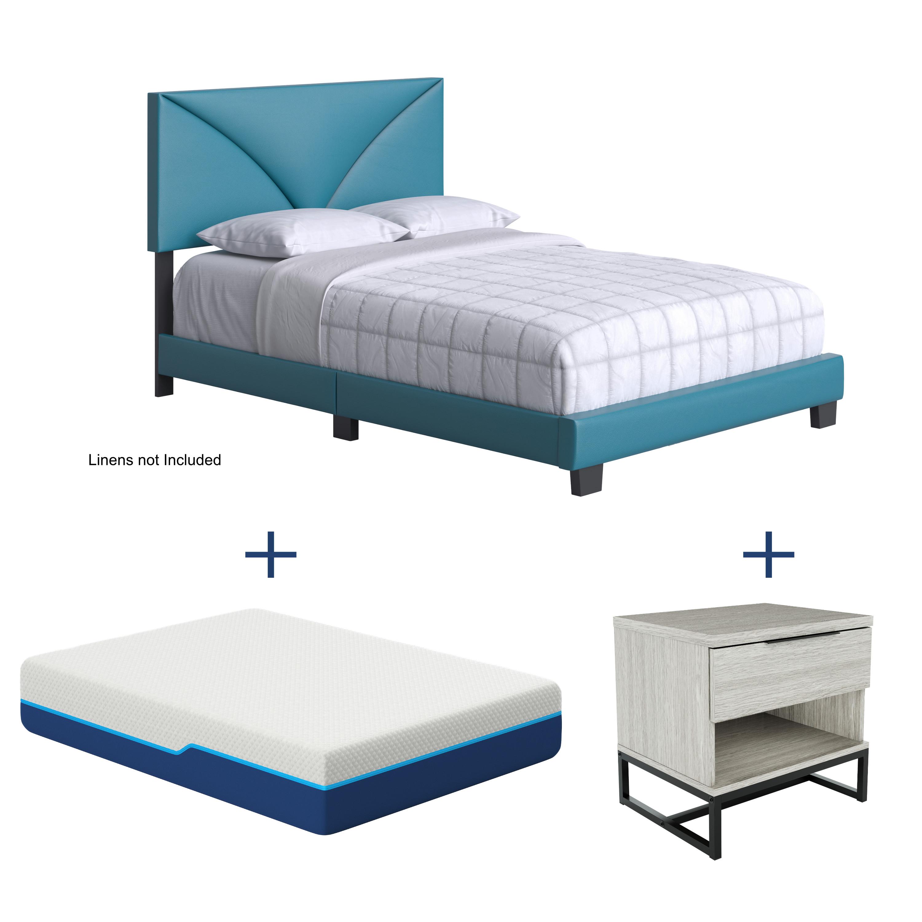 Rent to Own Boyd Sleep Cornerstone Queen Teal Faux Leather Bed at Aaron